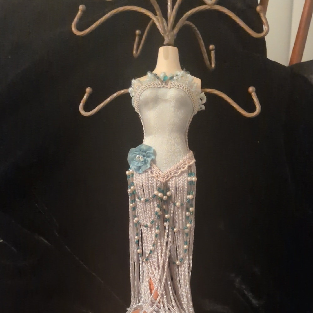 Elegant Beaded Dress Form Jewelry Holder